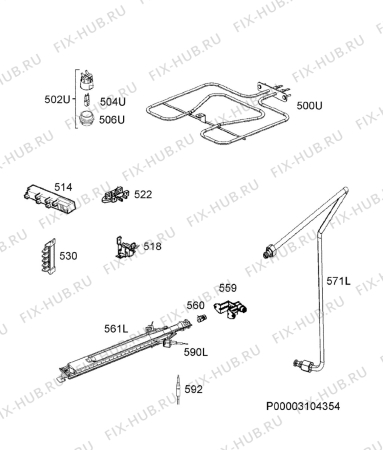 Взрыв-схема плиты (духовки) Electrolux EKG96110CW - Схема узла Functional parts